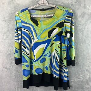 Eva Varro XL Multicolor Abstract Tunic Dress Stretch Made USA